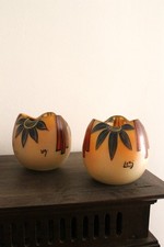 Paire de vases boules Legras Art Déco à décor oranger