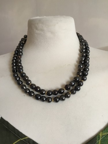Collier double rangs hématite