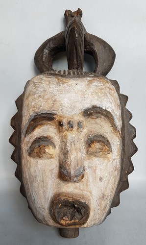 Ancien masque brut polychrome - masque,