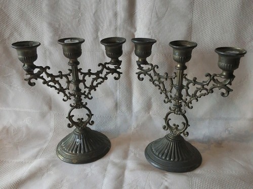 Ancien chandeliers triple - 2,