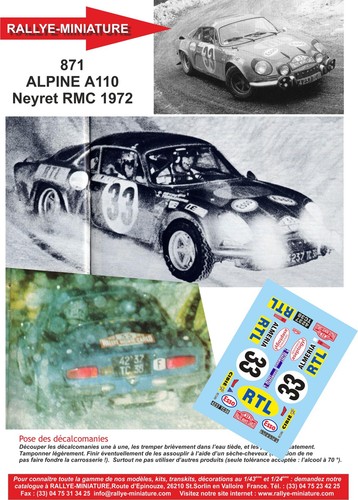 Decals ref 0871 alpine - 1/24,