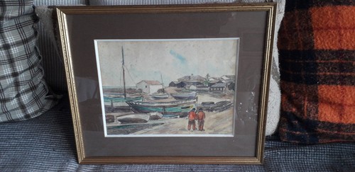 Tableau ancien aquarelle - tableau, à