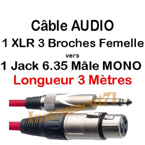 Câble gaine rouge jack - 1,