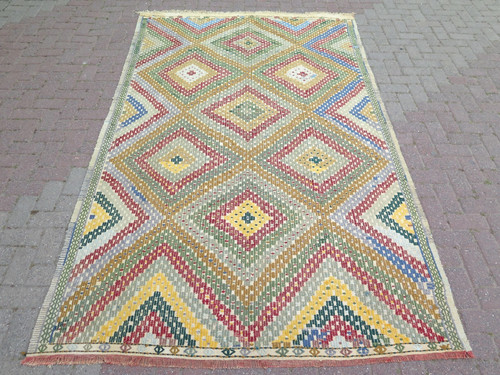 Tapis kilim vintage turc fait