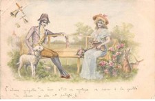 Fantaisie - n°83587 - M.M.Vienne - Jeune femme avec un lapin et un jeune homm