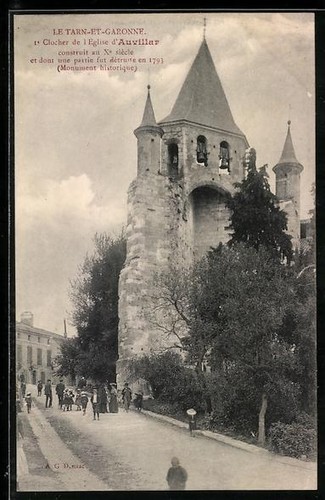 Cpa auvillar clocher de - clocher,