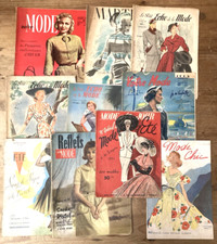 Lot de 10 anciennes revues mode Années 40/50