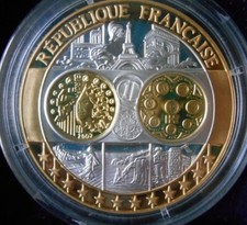 SUPERBE MEDAILLE ARGENT REPUBLIQUE FRANCAISE EURO MONNAIE 999/1000 20 g 40 mm 