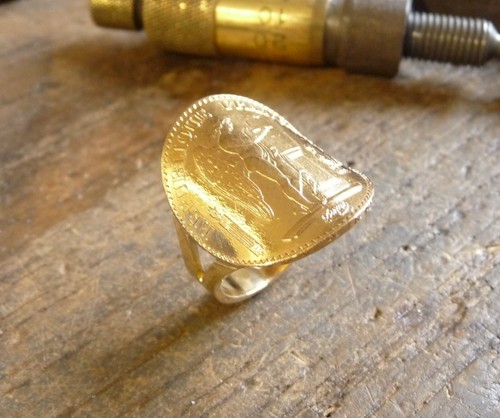 Bague pièce francs - or, 20