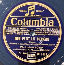 Lucienne Boyer : Départ / Mon petit lit d'enfant 78 tours rpm COLUMBIA DF 1816