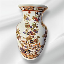 Rare Antique Japanese Satsuma Vase Hand Painted Enamel Flower blossom 10in