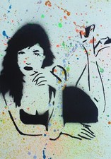 SPACO signed MISS TIC TAK coeur tableau pop STREET ART graffe pochoir banksy