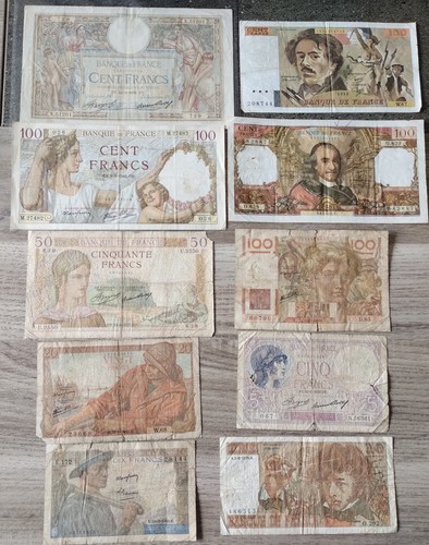 Lot billets ancien francais - 10,