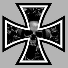 CROIX DE FER TETE DE MORT VW COMBI COX AUTOCOLLANT STICKER AUTO CA153