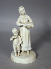 Ancien sujet biscuit jeune fille à la miche de pain et enfant, Allemangne B46