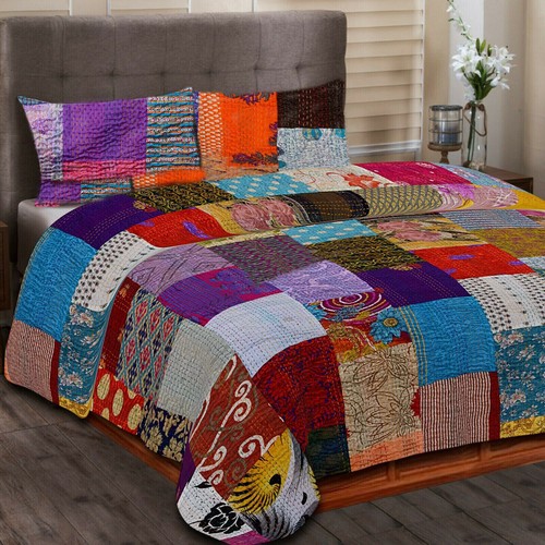 Housse lit patchwork kantha - lit,