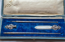 ancien nécessaire d'écriture en argent 4 pièces - puttis angelots ange