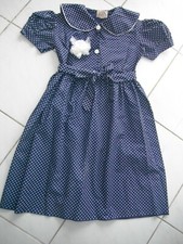 ROBE MANCHE COURTE BALLON CEREMONIE 8 OU 12 ANS A POIS COL CLAUDINE TAVIA LUCCI