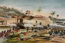 Vietnam guerre du Tonkin 1883- 1886 prise de Bac-Ninh 1884 gravure fin XIXe