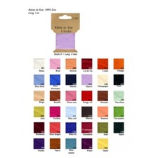 RUBAN DE SOIE A BRODER  100% SOIE HAUTE QUALITE 4MM X 3 Mètres 22 teintes