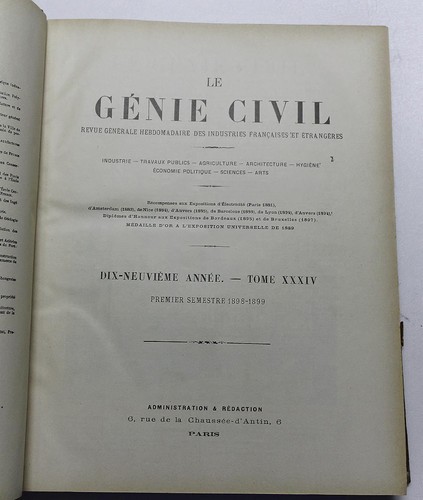 Reliure génie civil 1898 - reliure,