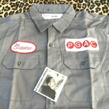 1950s MEN WORK UNIFORM SHIRT & PATCHES~ GRAY GABARDINE ~UK PETROLEUM Co.~NEW~ L