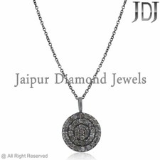 Neuf Diamant Pavé 925 Argent Chaîne Pendentif Disque Handmade Bijou Mères Cadeau