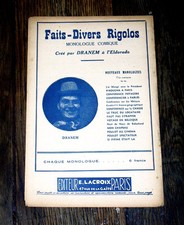 faits-divers rigolos monologue comique créé par Dranem paroles Mathis 1930