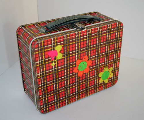 Plaid vintage metal lunchbox - -,