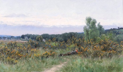 Tableau ancien paysage henri - paysage,
