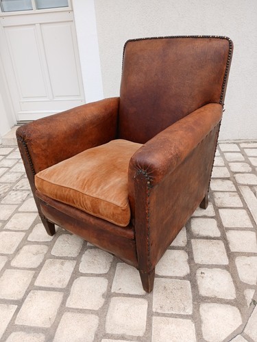 Ancien fauteuil club cuir - club,