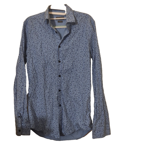 Chemise bleu points noirs - , zara