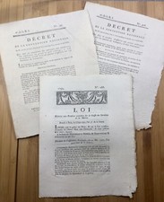 Lot Marine 1793 Officier Marin 3 Décrets Révolution Française Causse Capel Dijon