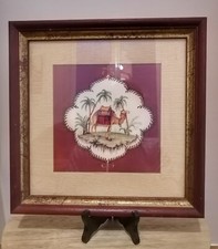 Cadre En Bois Représentant Décor Oriental Chameau