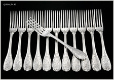 PUIFORCAT : Service 12 Fourchettes Table Argent massif Style Régence mod. ELYSEE