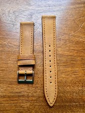 Bracelet de montre vintage en simili-cuir marron clair 18mm neuf