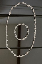 Parure en argent 835 en filigrane vintage collier et bracelet en filigrane XXém*