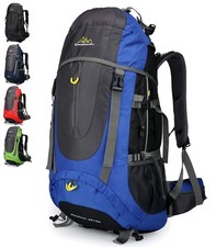 70L Sac à Dos Trekking Camping Voyage Randonnée Grand pour Homme Femme Bleu