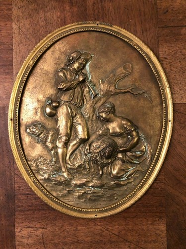 Jolie plaque métal doré - en,