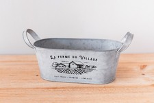 Jardinière en Métal Gris Style Campagnard Pot de Fleur