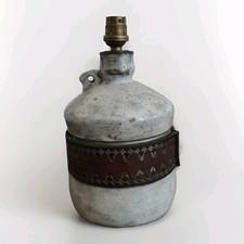 Alexandre kostanda Rare Céramique Cerclé de Cuir Pied de lampe 1960