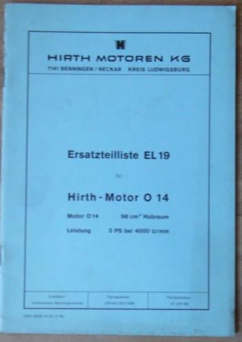 Hirth engines parts list - list, o