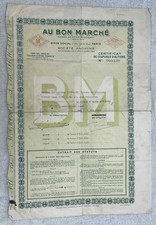 VIEUX PAPIER ACTION BON AU PORTEUR SOCIÉTÉ AU BON MARCHÉ