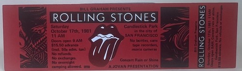 Rolling stones 1981 inutilisé - stones,