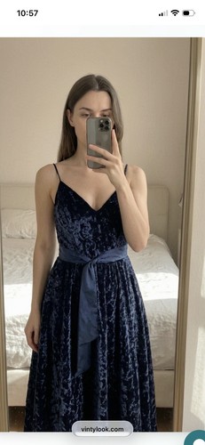 Robe velours bleu nuit chic - bleu,