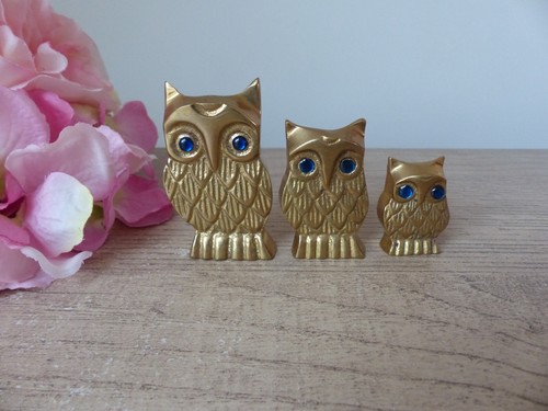 Lot trois miniatures - trois, hiboux