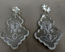 2 grandes Pampilles 12cm Cristal de Baccarat d'église ANGE  "IHS" avec 2 étoiles