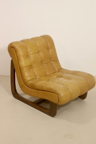 Fauteuil cuir camel - cuir,
