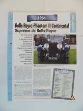 CARTE FICHE AUTO  ROLLS ROYCE