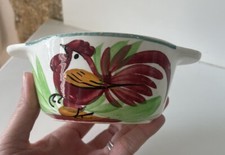 Ancien Bol A Oreilles Digoin Sarreguemines Peint Main Décor Coq Collection
